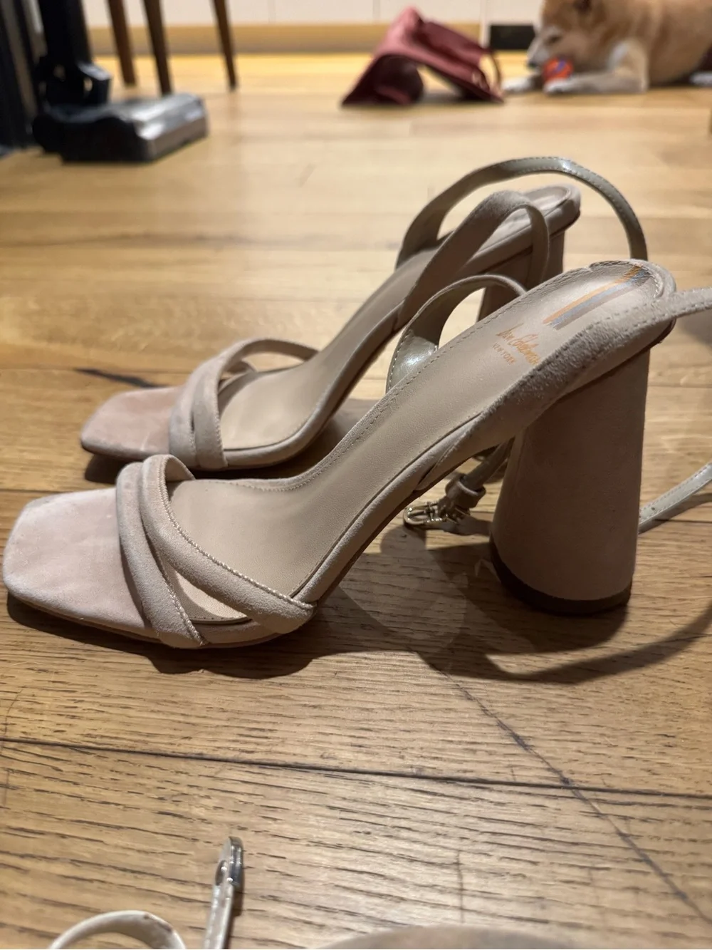Sam Edelman Beige Suede Block Heel Slingback Sandals - Women